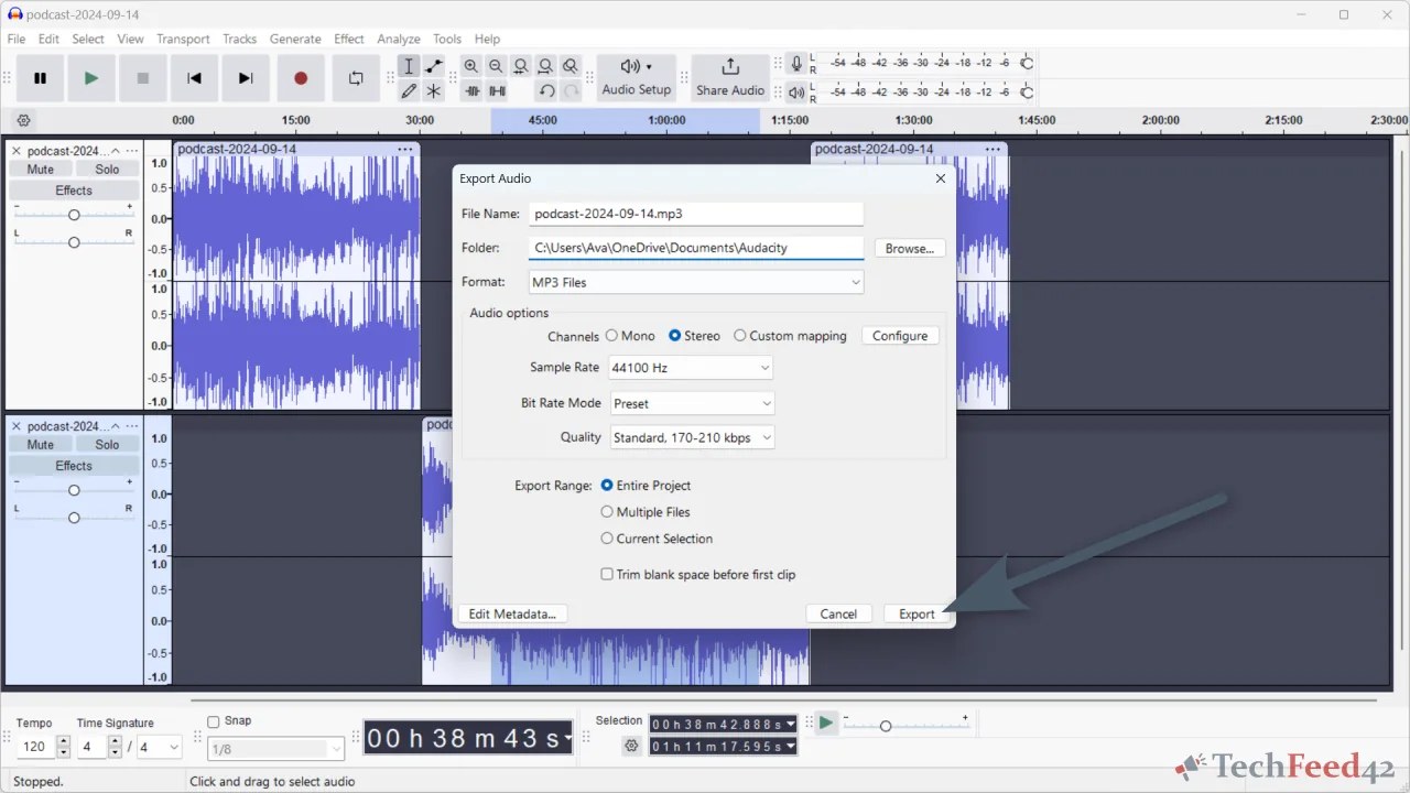 Audacity Export Audio