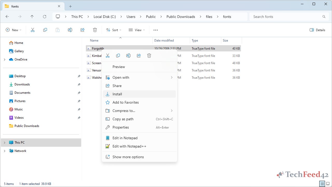 Windows 11 Font Install
